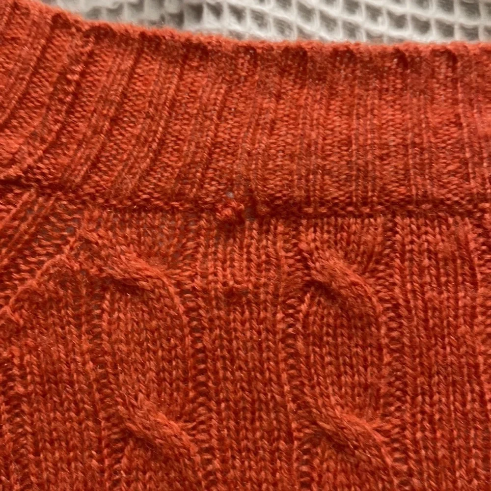 Kenar Sweater Womens Small Orange Good 100% 2-Ply Cashmere Cable Knit Scoop Neck